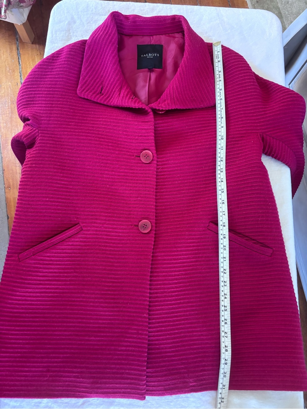Women’s Talbots Wool Blend Stand Collar Button Front Lined Pea Coat Size 14P - Picture 8 of 11